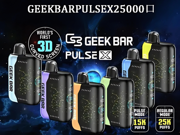 Geek bar 25000 口一次性電子煙 (買5送1)美國爆款 Geek Bar Pulse X 25000 Puffs 小火箭拋棄式電子煙 雙模式 18ML大容量