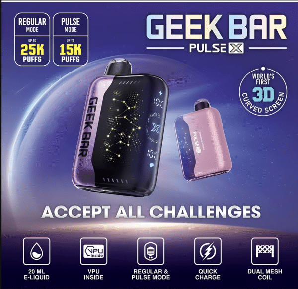 geek bar pulse x 25000-puffs一次性 (買5送1)美國爆款 Geek Bar Pulse X 25000 Puffs 小火箭拋棄式電子煙 雙模式 18ML大容量