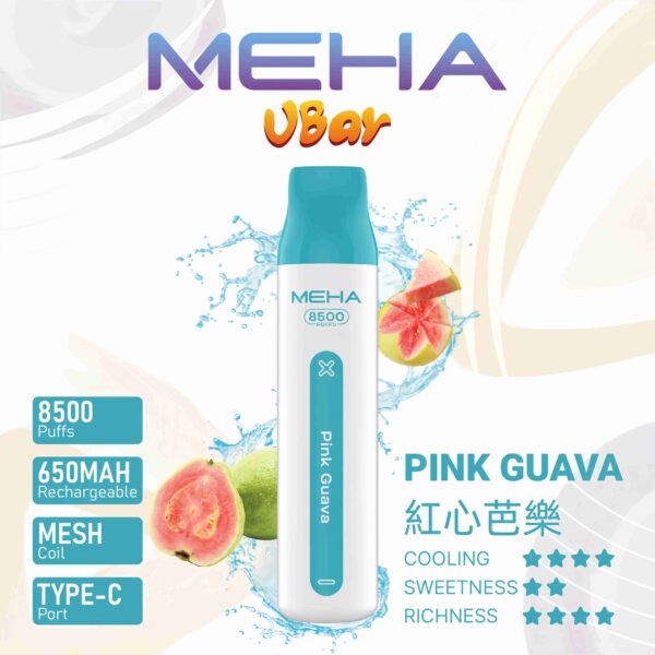 meha8500-芭樂 (1) Meha Vbar 8500 Puffs 拋棄式電子煙 台灣一次性電子煙推薦 現貨